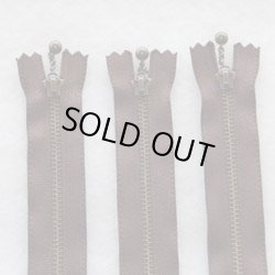 画像1: 玉付きファスナー３本セット（１2ｃｍ）こげ茶・アンティークゴールド