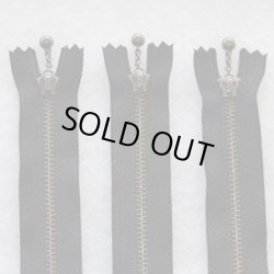 画像1: 玉付きファスナー３本セット（１2ｃｍ）黒・アンティークゴールド