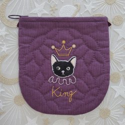 画像1: キット見本・ワッペンにゃんこのポーチ（キング）