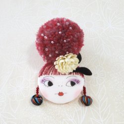 画像1: お団子ヘアゆとちゃん（ぶどう色ヘア・マーフルカラーのイアリング）・完成品