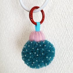 画像1: ポンポンチャーム（ブルー＋ピンク）・完成品