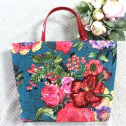 画像1: ブルーの刺繍バッグ　完成品