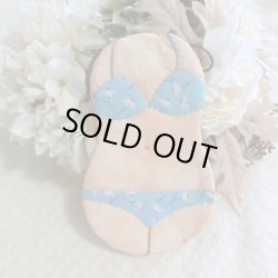 画像1: ビキニのポーチ（花柄ブルー）　完成品