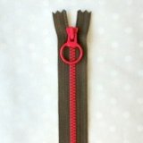 画像: カラフルファスナー（１６ｃｍ）茶・赤