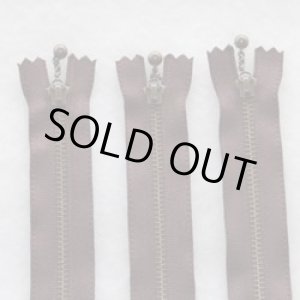 画像: 玉付きファスナー３本セット（１2ｃｍ）こげ茶・アンティークゴールド