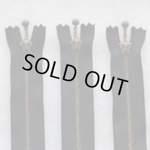 画像: 玉付きファスナー３本セット（１2ｃｍ）黒・アンティークゴールド