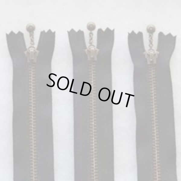 画像1: 玉付きファスナー３本セット（１2ｃｍ）黒・アンティークゴールド