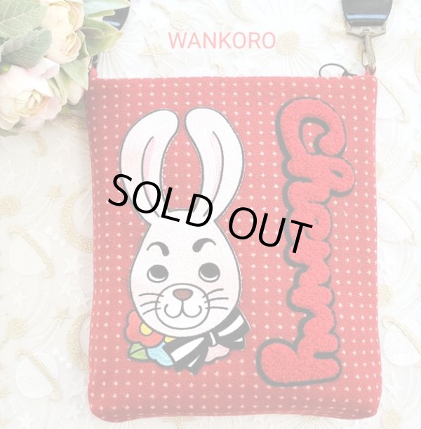 画像1: ぴょんきちのポシェット（赤・ウール）　完成品