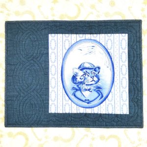 画像: キット見本・ネコのミニタペストリー（濃い色）