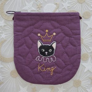 画像: キット見本・ワッペンにゃんこのポーチ（キング）