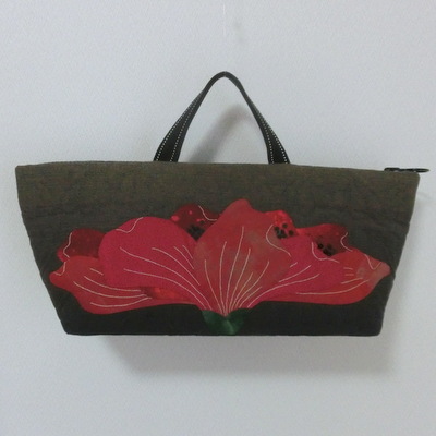 画像1: 赤いお花のバッグ