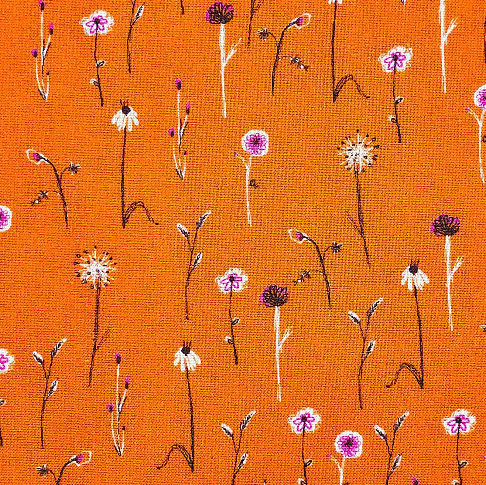 画像1: USA生地＜1074＞オレンジの小花