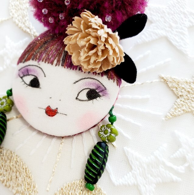 画像: お団子ヘアゆとちゃん(パープルヘア・グリーンのイアリング)・完成品