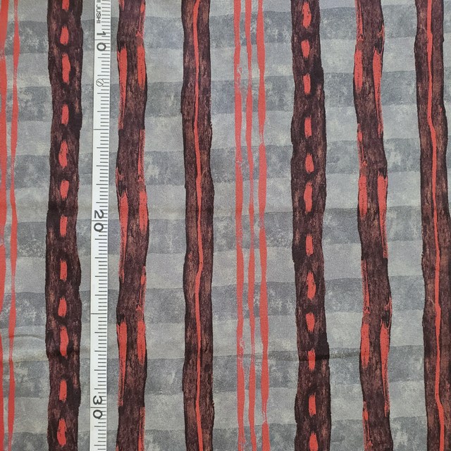 画像: USA生地<1090>アーバンストライプ(ブラック&レッド)