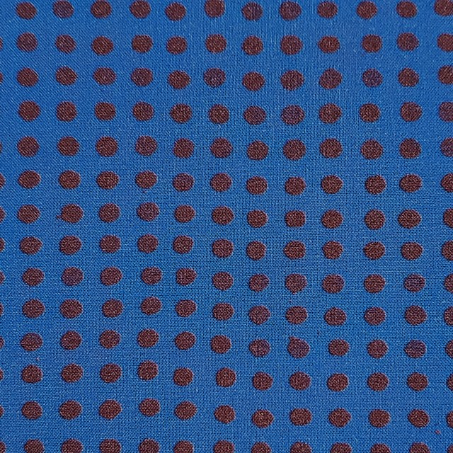 画像1: USA生地＜1082＞ドット（ブルー＆ブラウン）