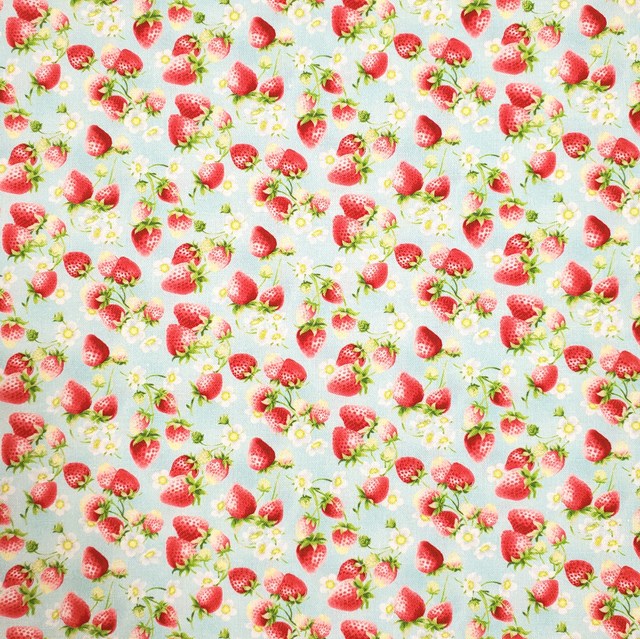 画像: 国産生地＜278＞ミニイチゴ（ブルー）