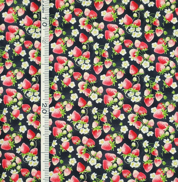 画像: 国産生地＜279＞ミニイチゴ（黒）