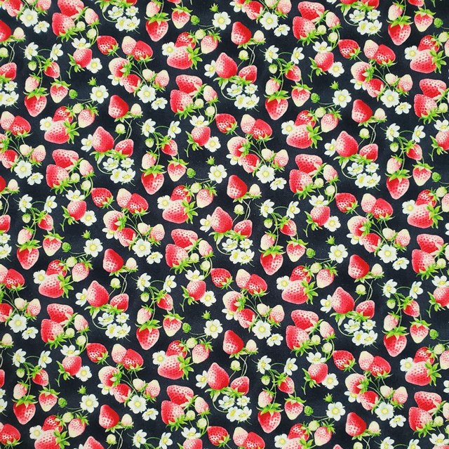 画像: 国産生地＜279＞ミニイチゴ（黒）