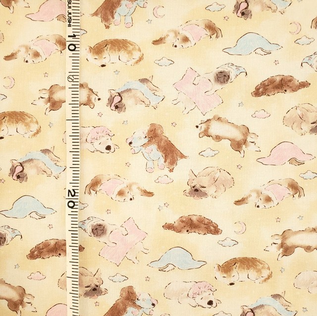 画像: 国産生地<280>すやすやわんこ(ベージュ)