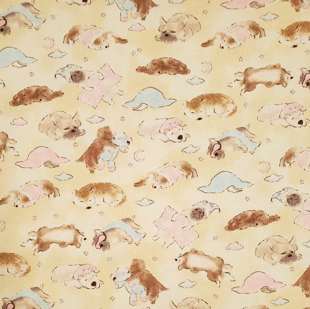 画像: 国産生地<280>すやすやわんこ(ベージュ)