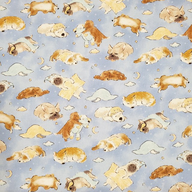 画像: 国産生地<281>すやすやわんこ(ブルー)