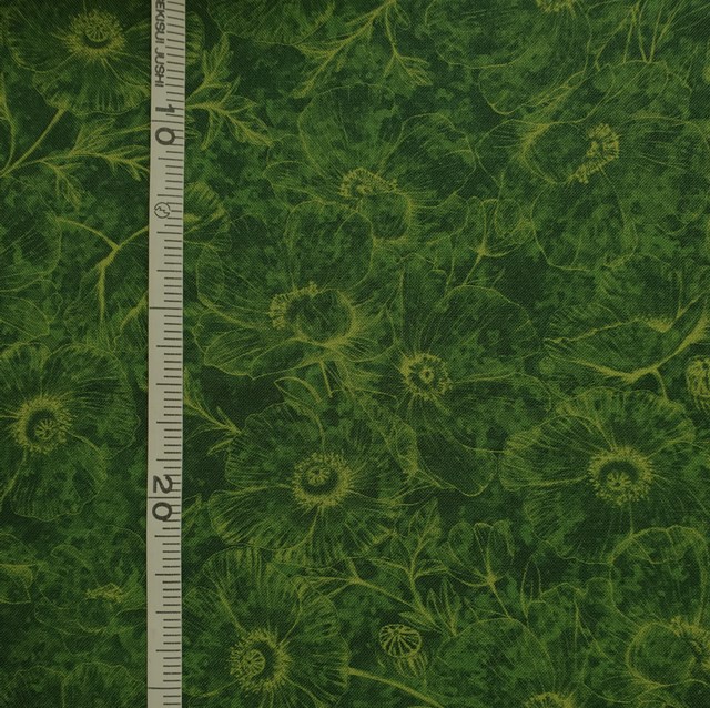 画像: USA生地＜1109＞グリーンポピー