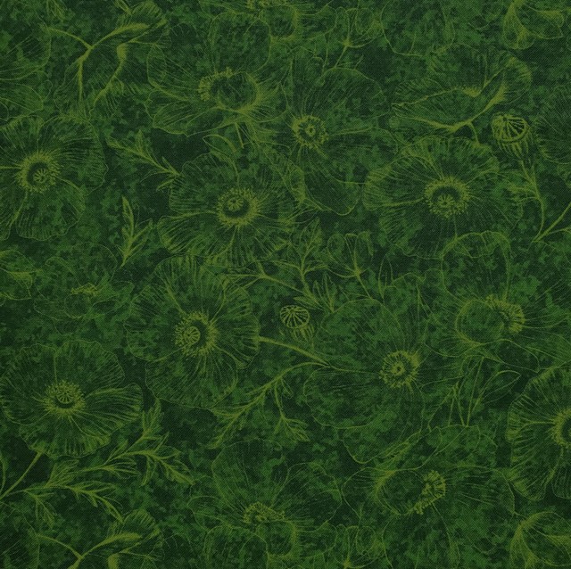 画像: USA生地＜1109＞グリーンポピー