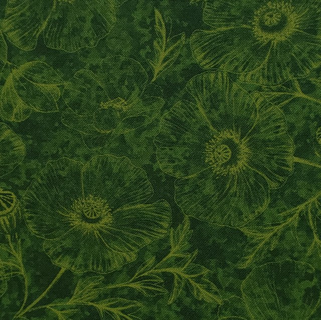 画像1: USA生地＜1109＞グリーンポピー