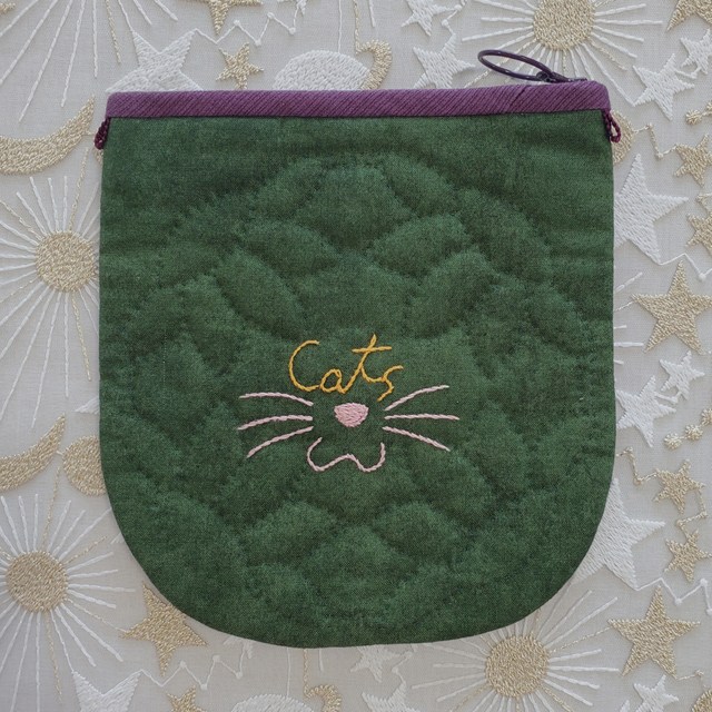 画像: キット見本・ワッペンにゃんこのポーチ（キング）
