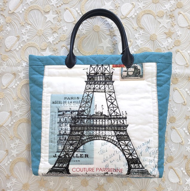 画像: キット見本・フレンチパネルのバッグ（ブルー）