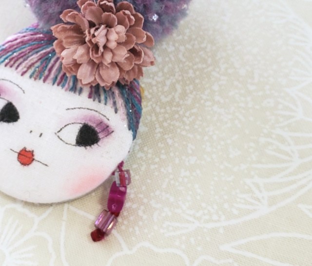 画像: お団子ヘアゆとちゃん（パープルヘア・ショッピンのイアリング）・完成品