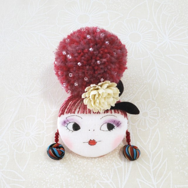 画像1: お団子ヘアゆとちゃん（ぶどう色ヘア・マーフルカラーのイアリング）・完成品