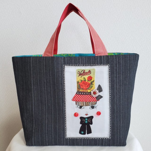 画像1: パリジェンヌのバッグ（黒ストライプ）・完成品