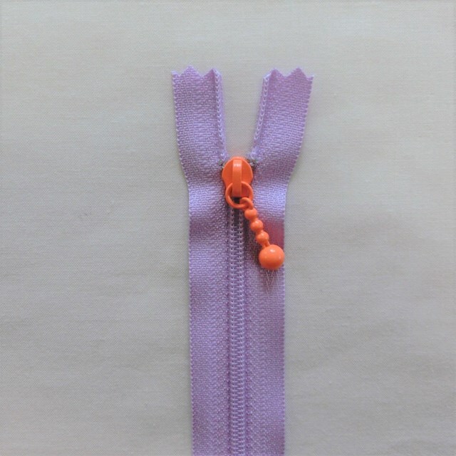 画像1: キュートなファスナー14cm（紫＆オレンジ）